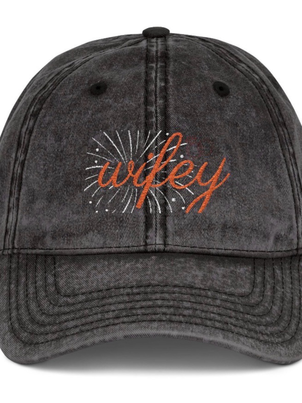 Wifey Embroidered Washed Black Baseball Cap
